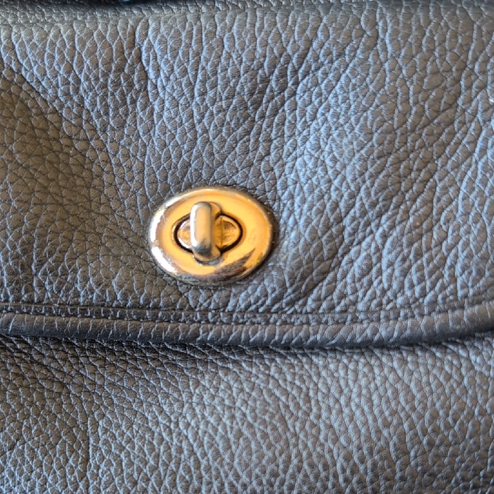 Coach Black Pebbled Leather Mini Turnlock Backpack with Gold Accents - Picture 9 of 16